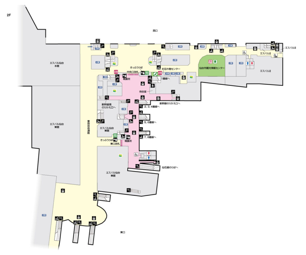 JR仙台駅２階フロアマップ