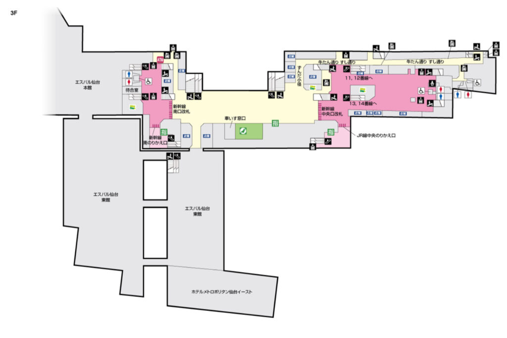 JR仙台駅３階フロアマップ